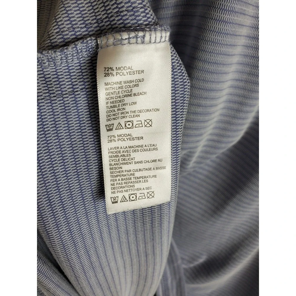 Tommy Bahama Polo Shirt Men's Medium Blue Striped Modal Blend Short Sleeve Casua